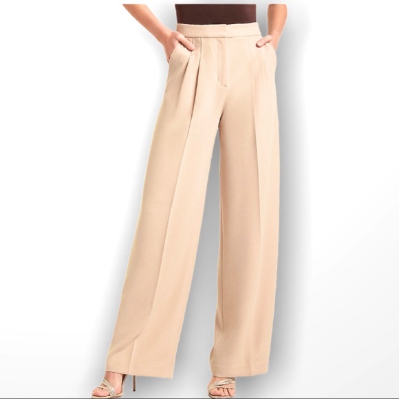 Worth Pants - Worth High Waist Silk Linen Pleated Front Pants 8